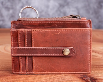 Handmade Genuine Hair on Hide Leather Coin Purse Gift For Her ID Card Holder Leather Minimalist Wallet