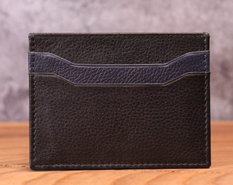 Personalized Leather Card Holder: Slim RFID Wallet, Monogram Gift