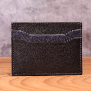 Personalized Card Holder, Slim Wallet, Real Leather Custom Initials Monogram, Minimalist Wallet, Gift for Dad, Anniversary, Boyfriend Gift