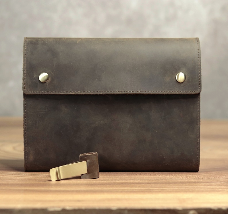 Fullgrain Leather A5 Journal Cover: Personalized Notebook Case image 8