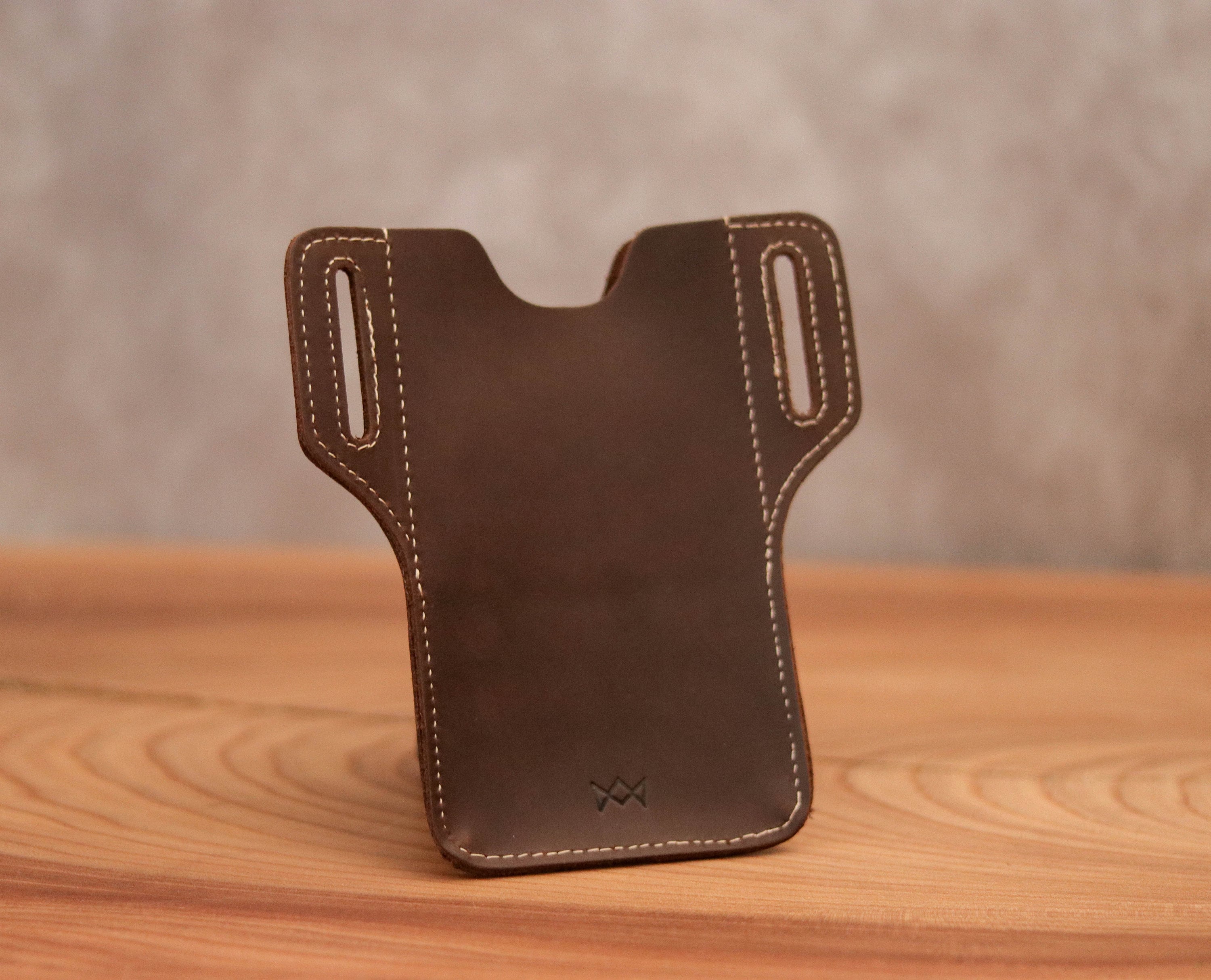 Leather cell phone holder for belt outlet