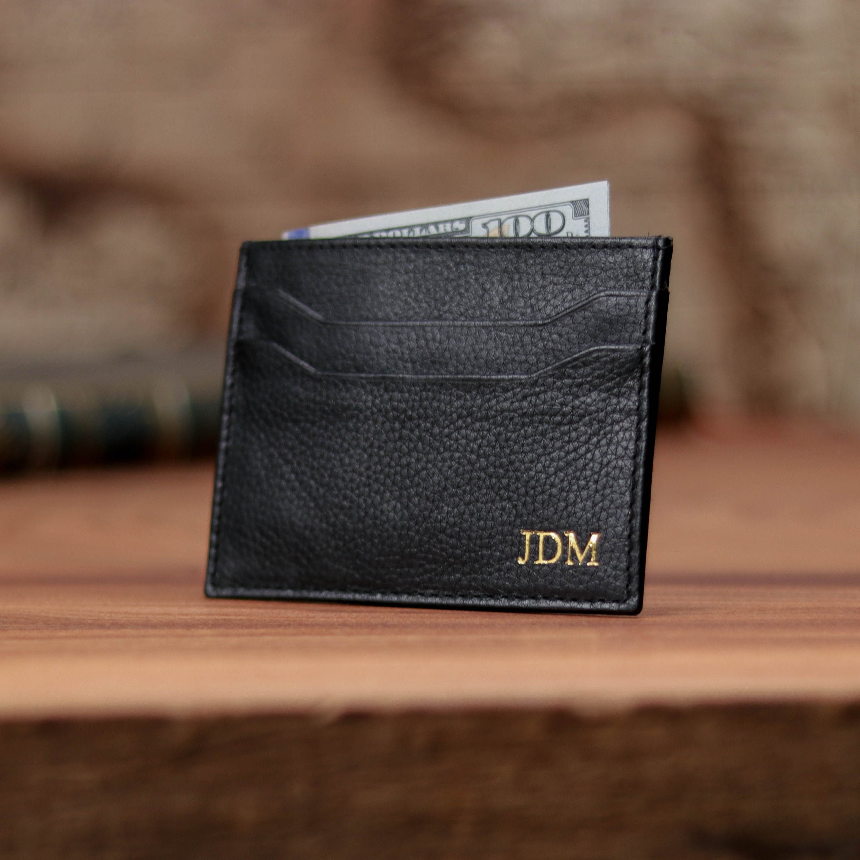 Personalized Monogram Credit Card Holder Top Grain Leather Etsy