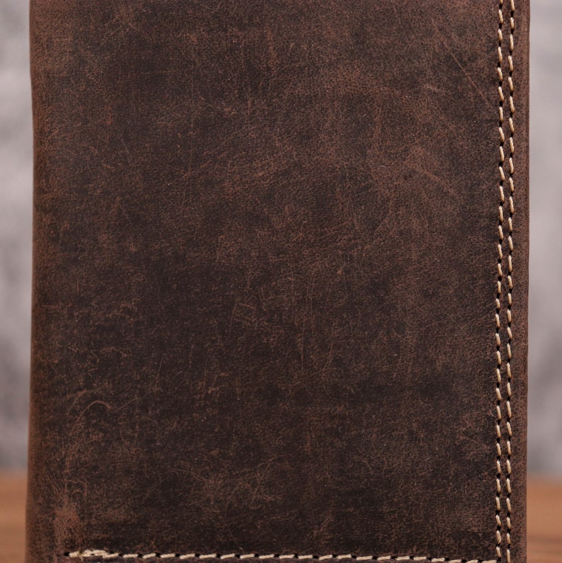 Full Grain Leather Trifold Men's Wallet Brown | Etsy