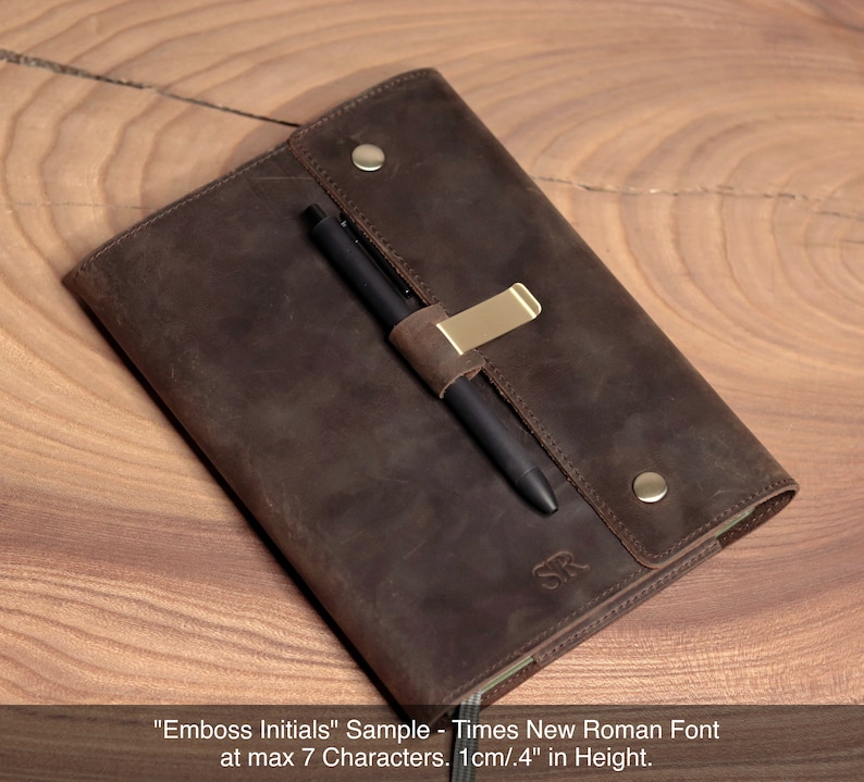 Fullgrain Leather A5 Journal Cover: Personalized Notebook Case image 5