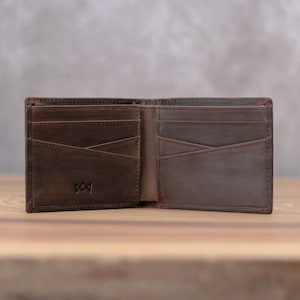 Full Grain Leather Bifold Mens Wallet with RFID, Personalized Initials Engraving, Fathers day Gift, Boyfriend, Dad, Husband Anniversary gift