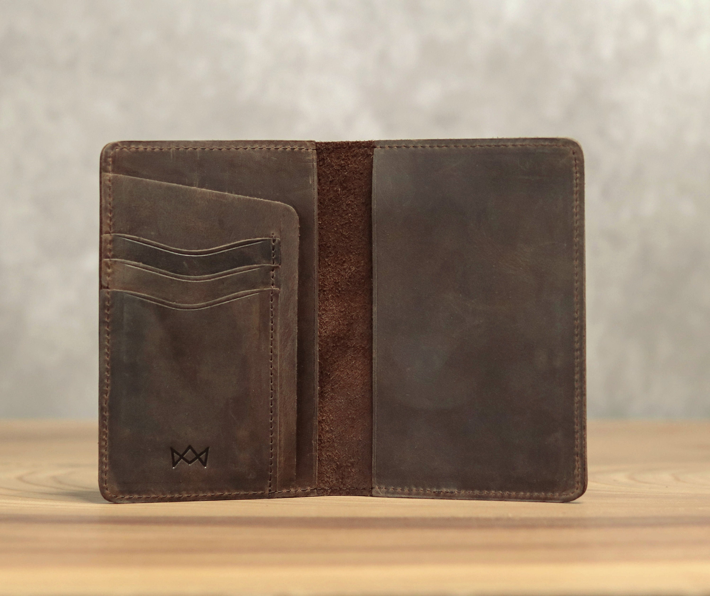 Oxford - Porte-cartes de voyage grand format en cuir marron