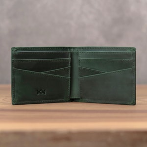 Cartera plegable para hombre de piel de grano completo con RFID, grabado de iniciales personalizado, regalo del día del padre, regalo de San Valentín, regalo de aniversario para el esposo