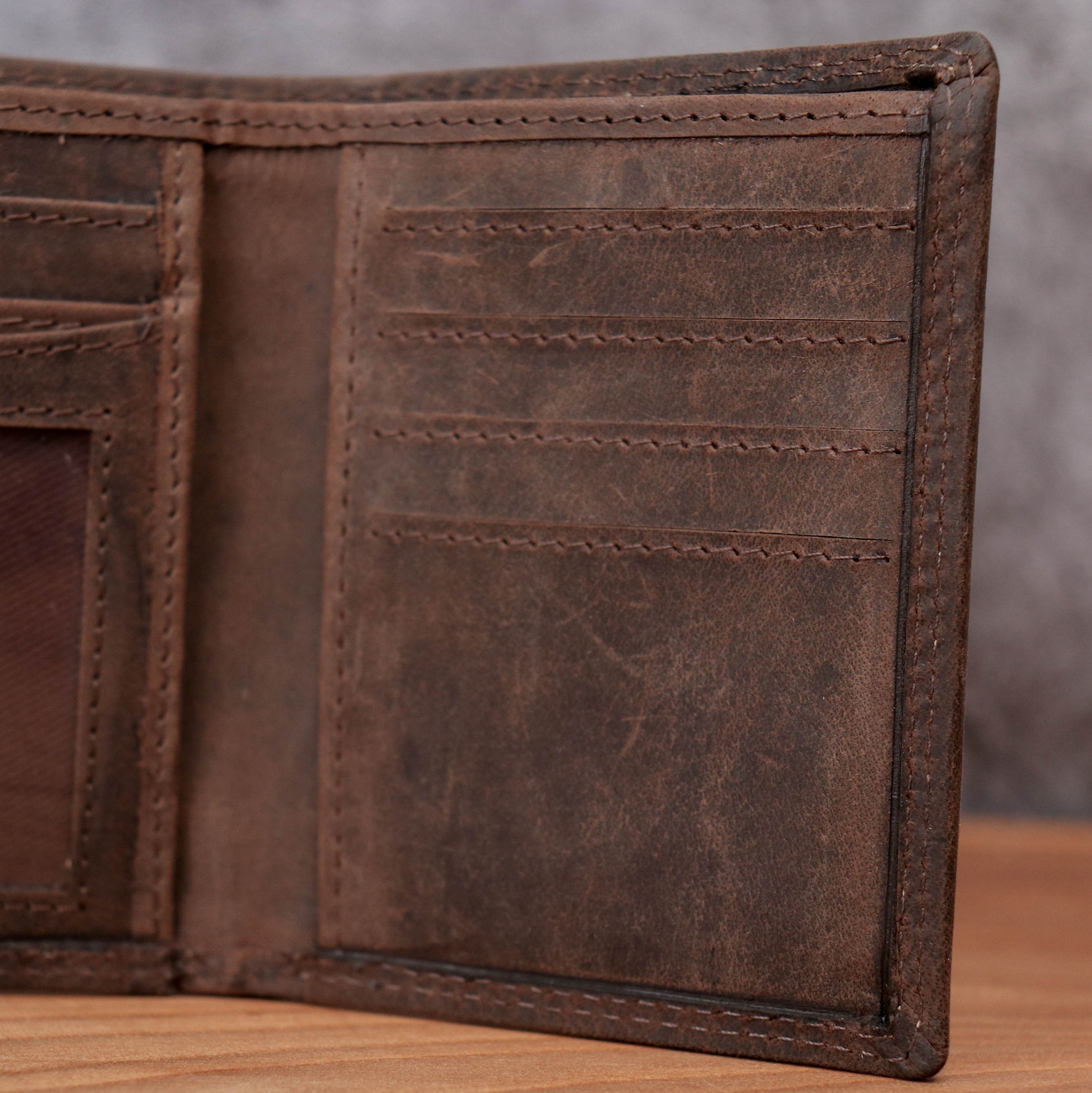 Full Grain Leather Trifold Men's Wallet RFID | Etsy