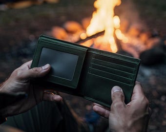 Full Grain Leather Bifold Wallet: Personalized, RFID, ID Window, Custom Engraved