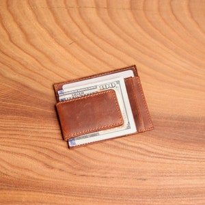 Full Grain Leather Money Clip Slim Wallet, Initials Name Engraving, Men's Gift, Anniversary Gift, Father's day, Boyfriend Gift, Gift for Dad image 8