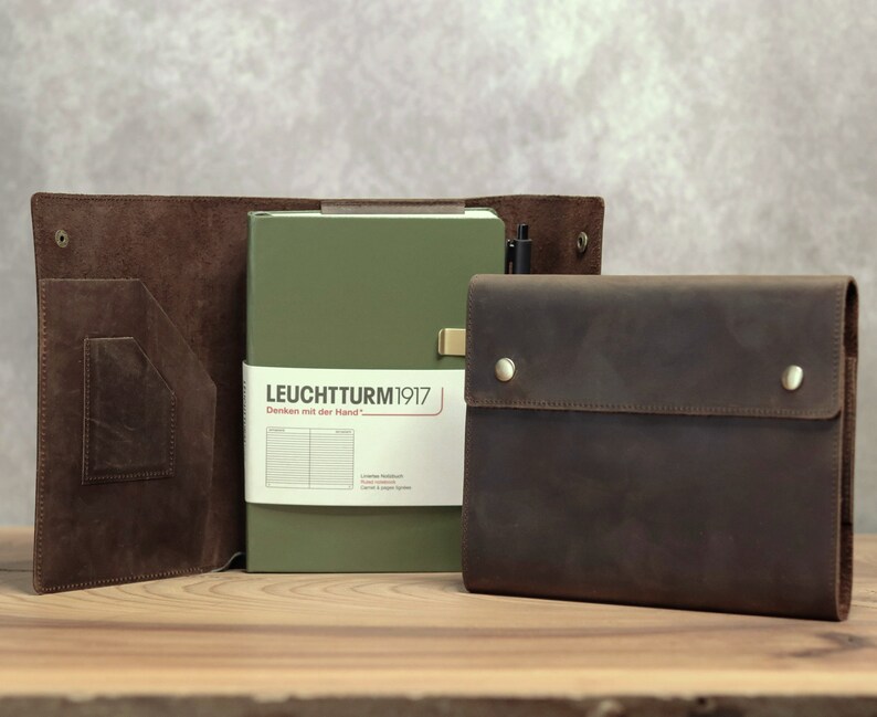 Fullgrain Leather A5 Journal Cover: Personalized Notebook Case image 10