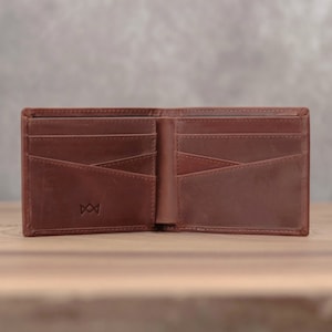 Full Grain Leather Bifold Mens Wallet with RFID, Personalized Initials Engraving, Fathers day gift for Dad, Husband Anniversary gift
