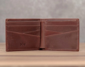 Full Grain Leather Bifold Wallet with RFID, Personalized Initials