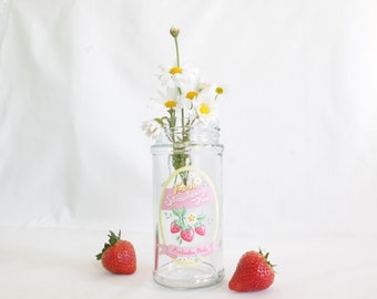 Hand-Painted Strawberry Vase: Upcycled Cottagecore Decor