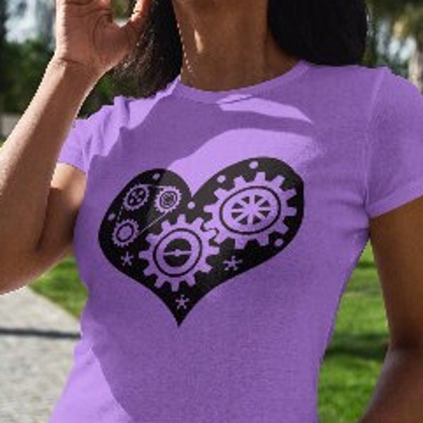 Steampunk Heart With Gears Unisex Jersey Short Sleeve Tee