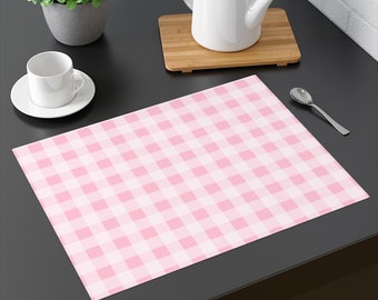 Light Pink Checkered 100% Cotton Placemat 18" x 14" Printed on One Side