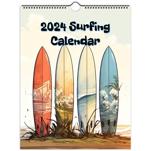 Surfing Wall Calendar Etsy
