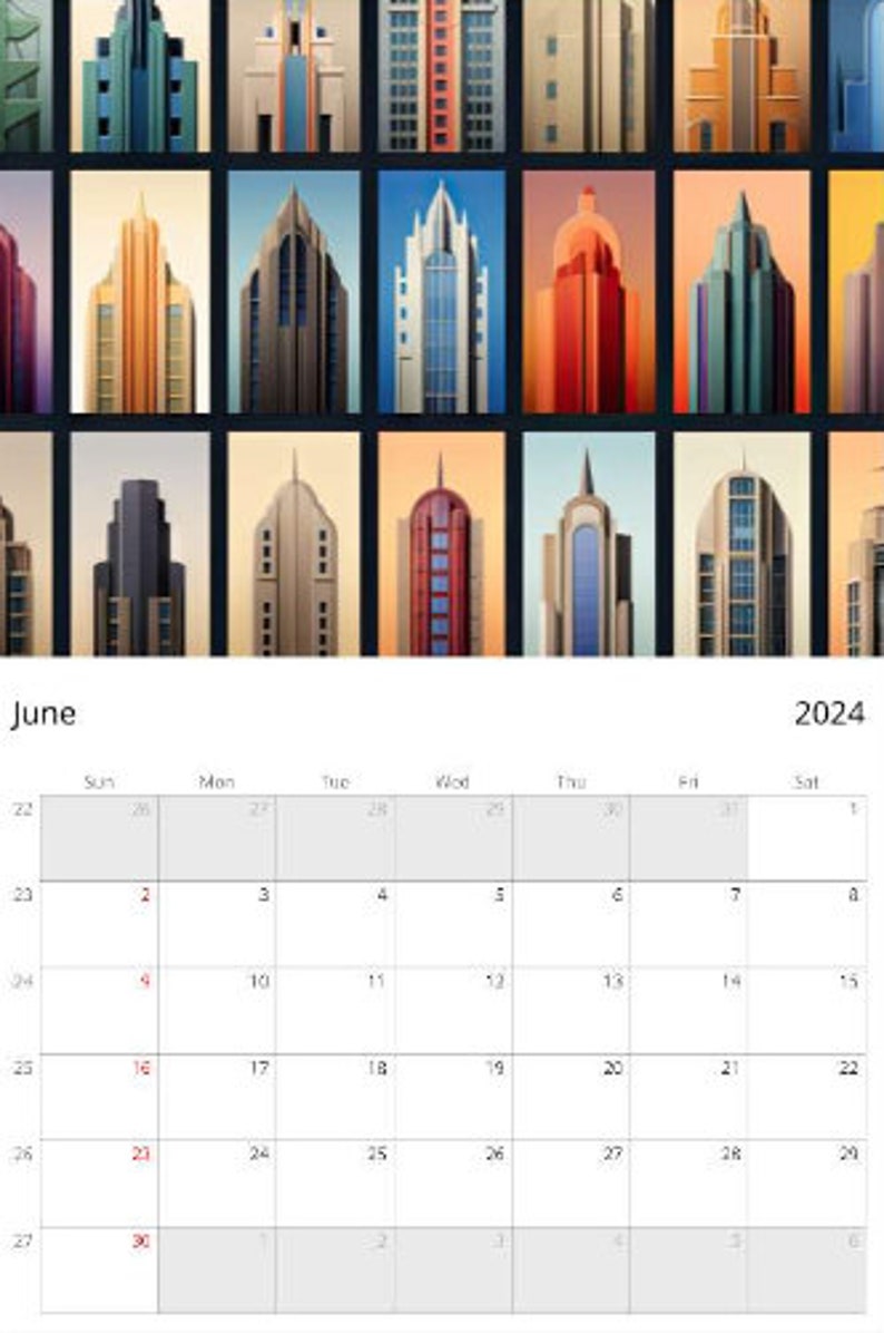2024 Art Deco Wall Calendar Etsy