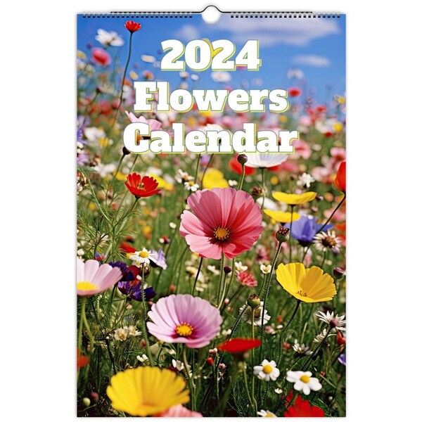 2024 Kalender Blüten der Zeit: Ein Blumenkalender, Floraler Wandkalender, Illustrierte Blumen