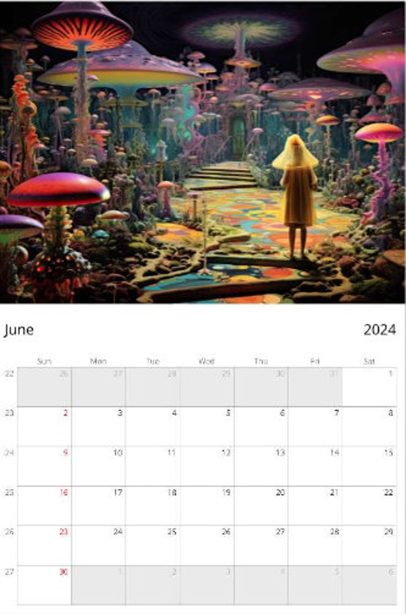 2024 Psychedelic Art Wall Calendar Etsy