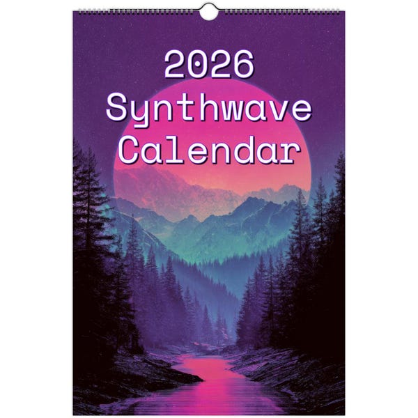 Calendário de parede Synthwave 2026
