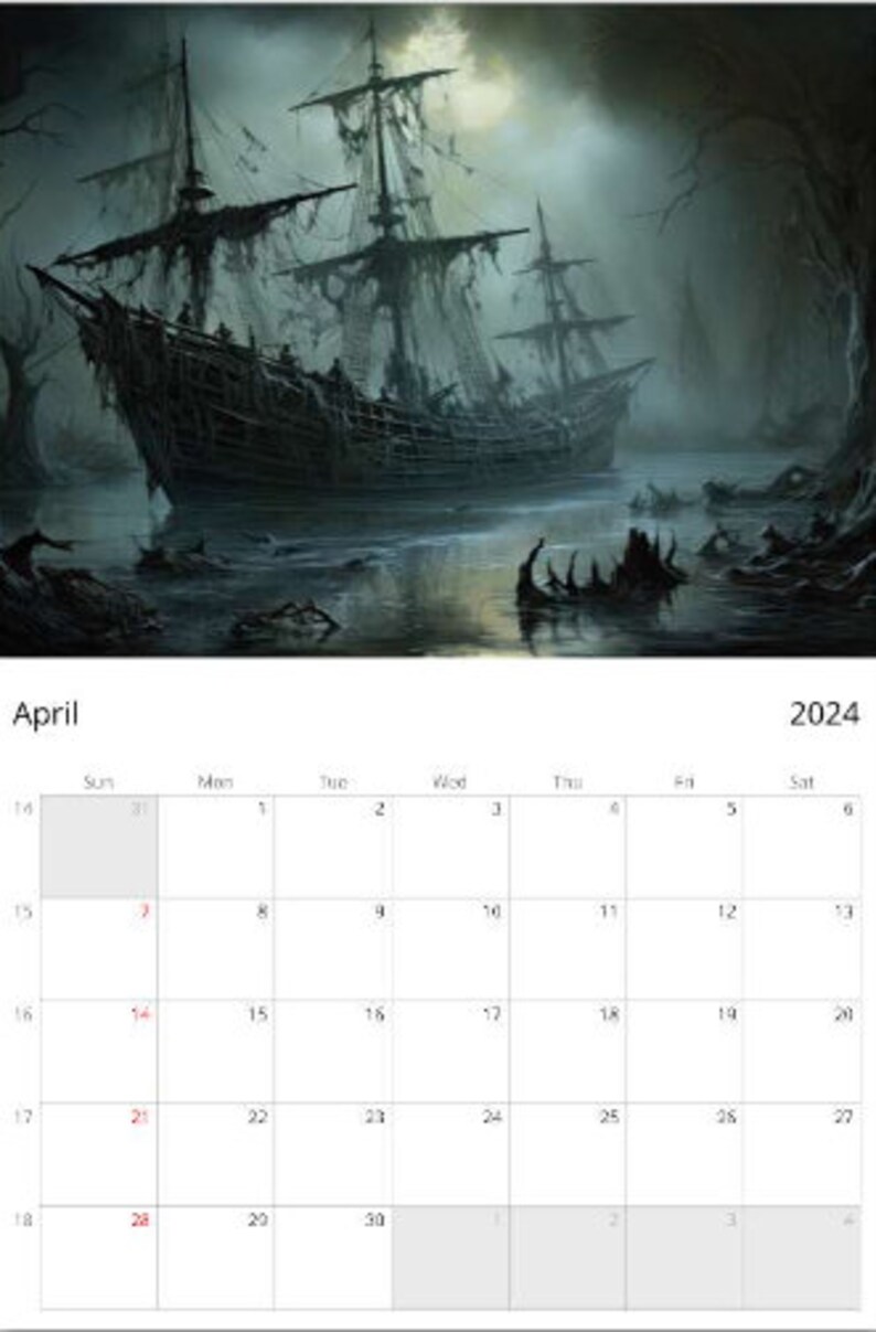 2024 Haunted Creepy Wall Calendar Etsy