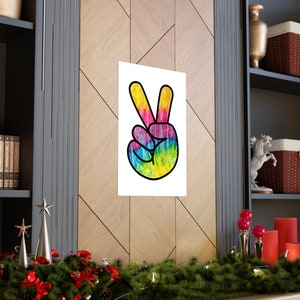 Peace Sign Hand Symbol Wall Art Premium Matte Vertical Poster