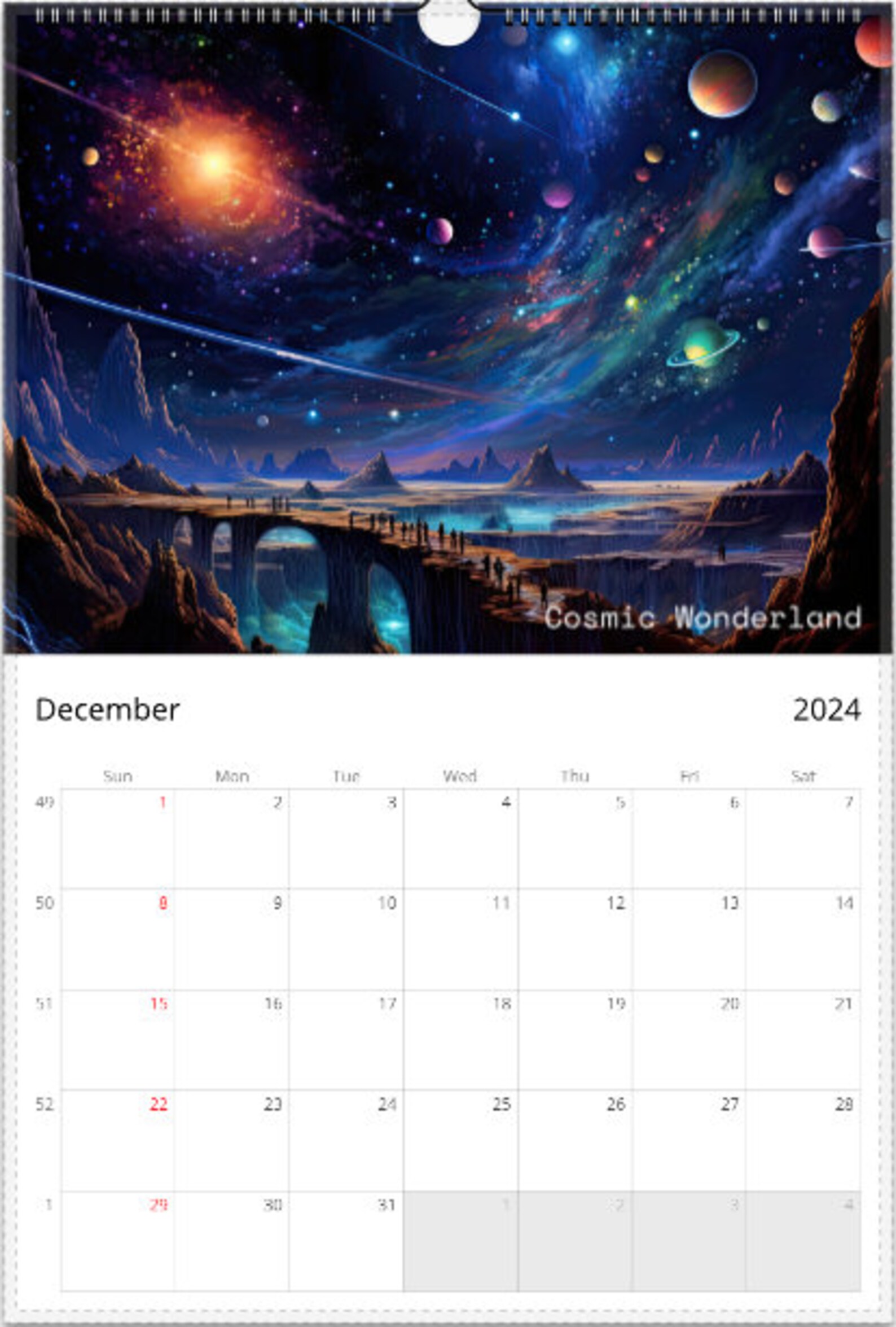 2025 Space Wall Calendars, Outer Space, Cosmos, Galactic Calendar Etsy