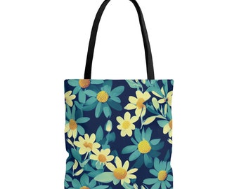 Blue and White Daisies AOP Tote Bag