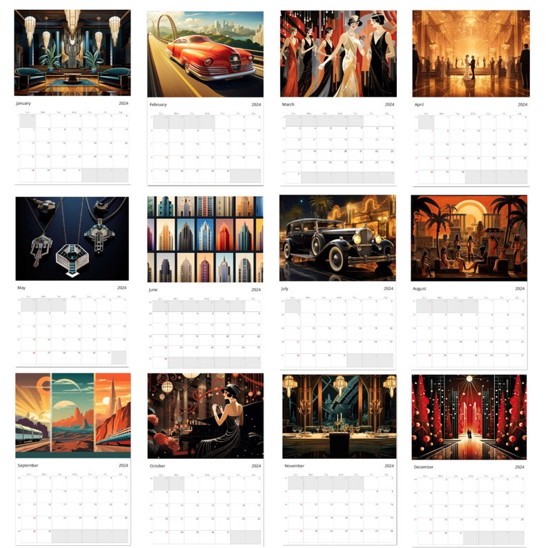 2025 Art Deco Wall Calendar Etsy