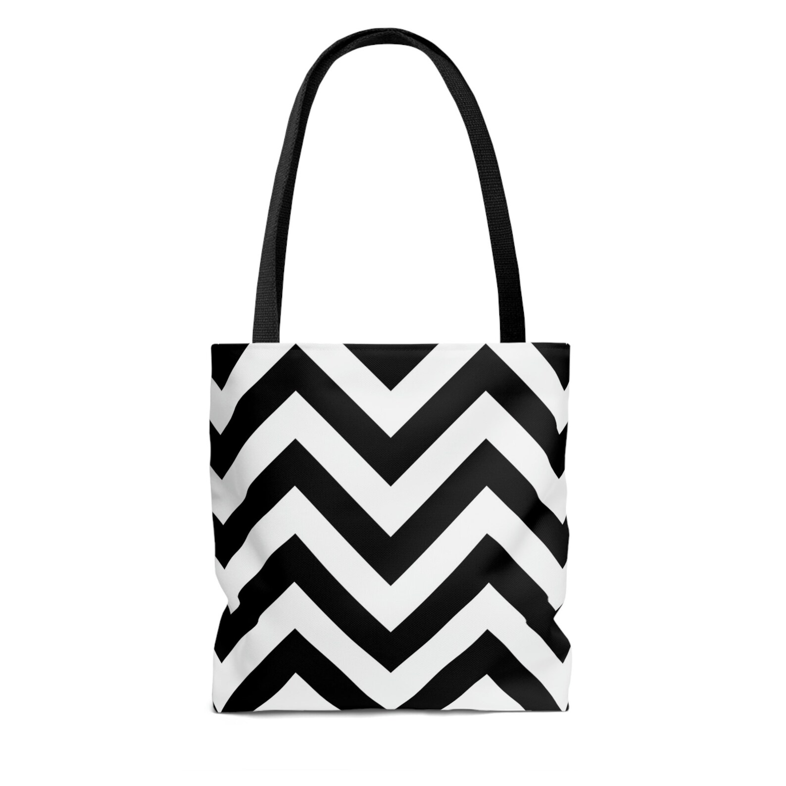 Black and White Chevron Tote Bag Etsy