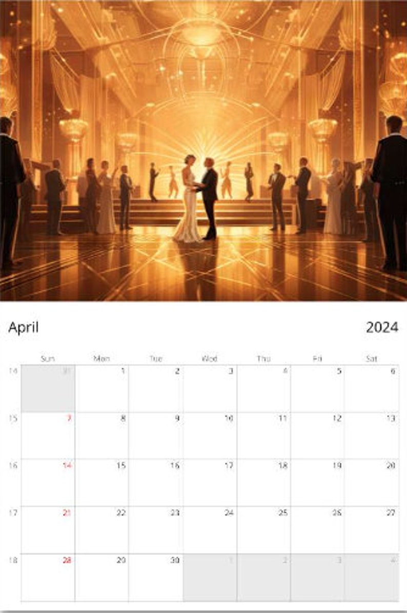 2024 Art Deco Wall Calendar Etsy Australia