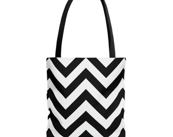 Black and White Chevron Tote Bag