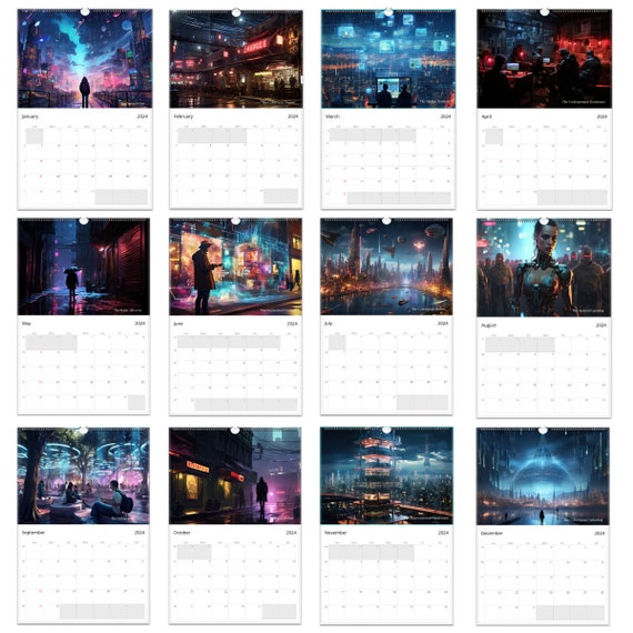 2024 Cyberpunk Wall Calendar, Mesmerizing Cyberpunk Monthly Themes, Dark,  Gritty and Futuristic - Etsy