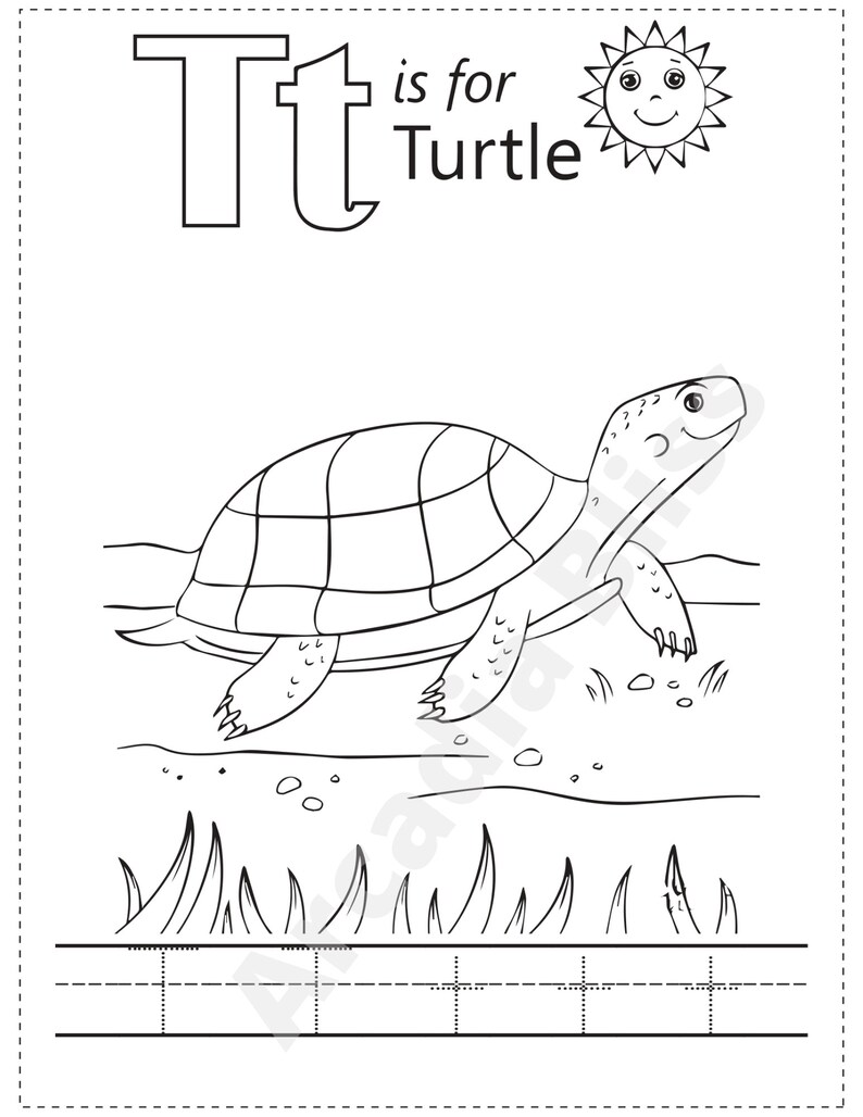 Coloring Sheets with Alphabet Letter Tracing 8.5 X 11 Printable PDF