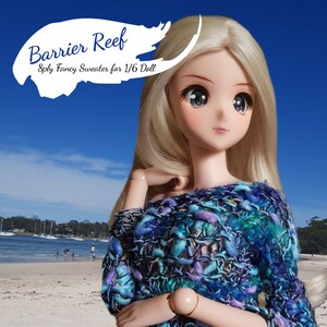8 Ply Fancy Yarn Sweater &quot;Barrier Reef&quot; Pattern for Smart Doll