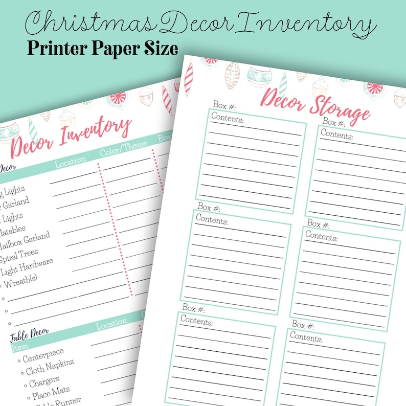 Printable Christmas Decor Inventory & Planner Holiday  Etsy