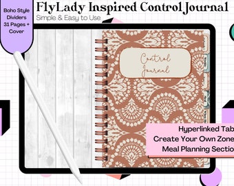 Fly Lady Digital Cleaning Planner | FlyLady Zone Cleaning Schedule Template | Boho Control Journal | SAHM Hyperlinked iPad Goodnotes Routine