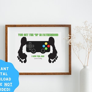 Gamer Papa Fête des Pères Cadeau Empreinte Contrôleur Carte Artisanat Idée, Jeu Vidéo Papa Handprint Art Préscolaire, Maternelle Tout-petit, Imprimable