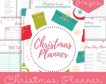 Printable Christmas Planner | Holiday Organizer | Gift List | Menu Planner | PDF | Stocking Stuffer | Xmas Budget