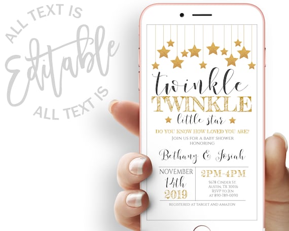 twinkle twinkle little star baby shower evite