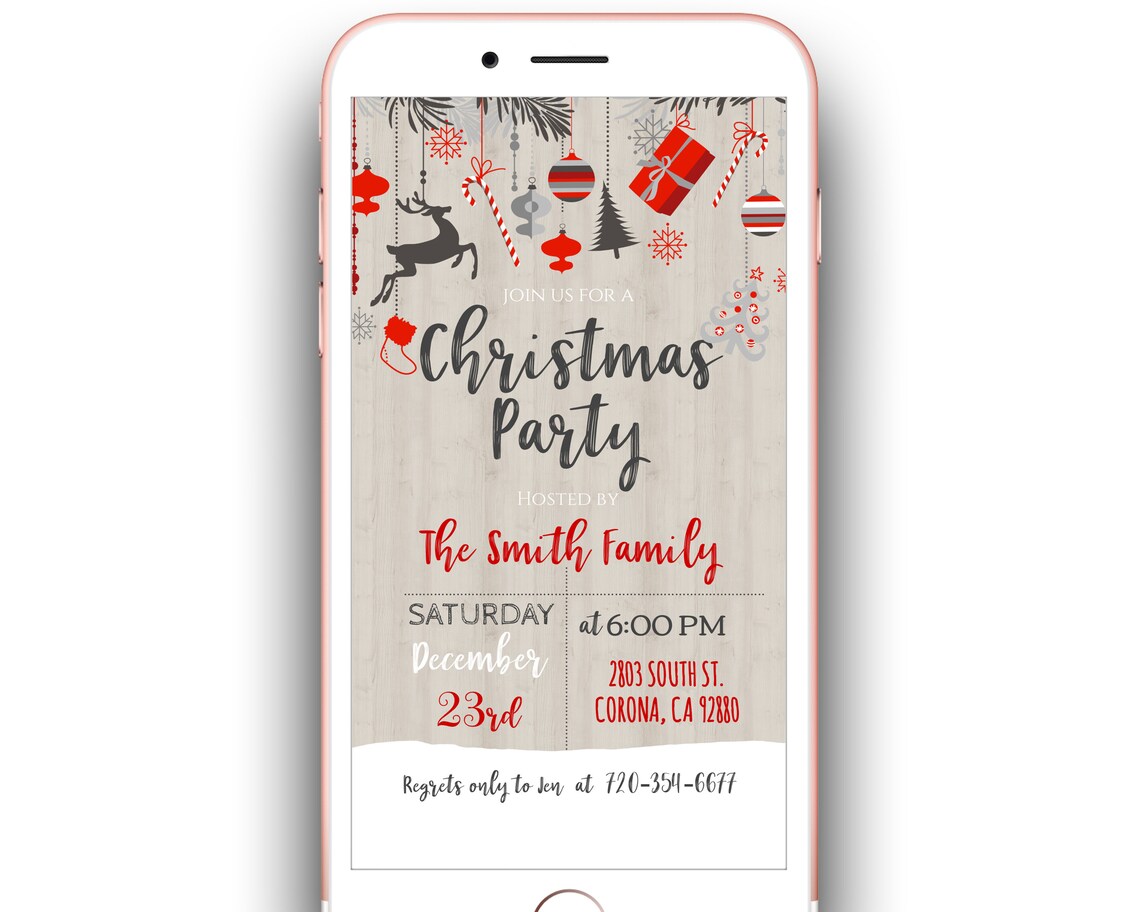 Christmas Party Evite Classic Christmas Electronic Invitation | Etsy