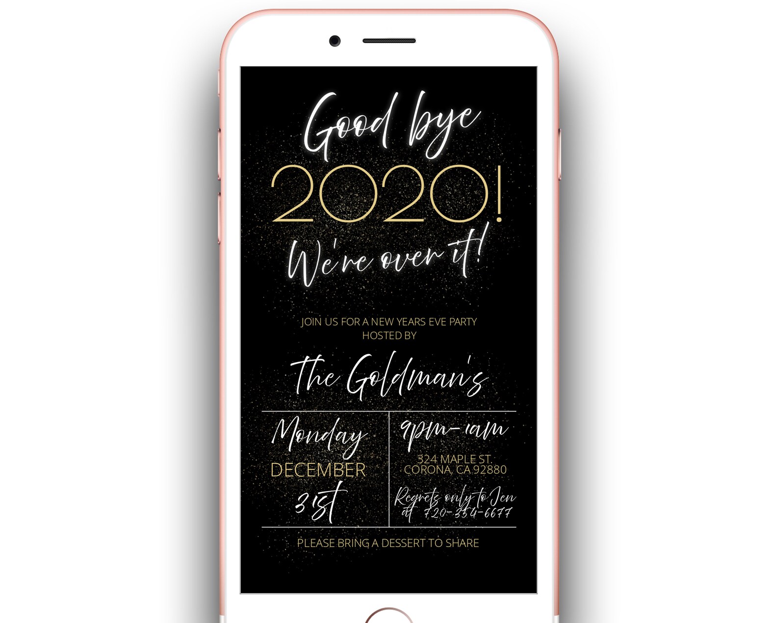 Goodbye 2020 Party Evite Gold New Years Electronic Invitation | Etsy