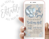 Elephant Baby Shower Evite Moon and Stars Baby Shower Electronic Invitation Template Elephant Baby Shower Electronic Invite Digital Invite