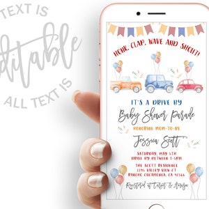 Drive By Baby Shower Evite Car Parade Baby Shower Electronic Invitation Social Distancing Baby Shower Digital Evite Drive Through Shower