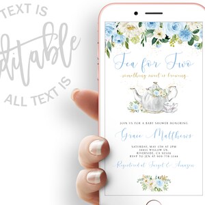 Tea For Two Baby Shower Evite A Baby is Brewing Floral Baby Shower Electronic Invite Something Sweet Is Brewing Baby Shower Digital Invite