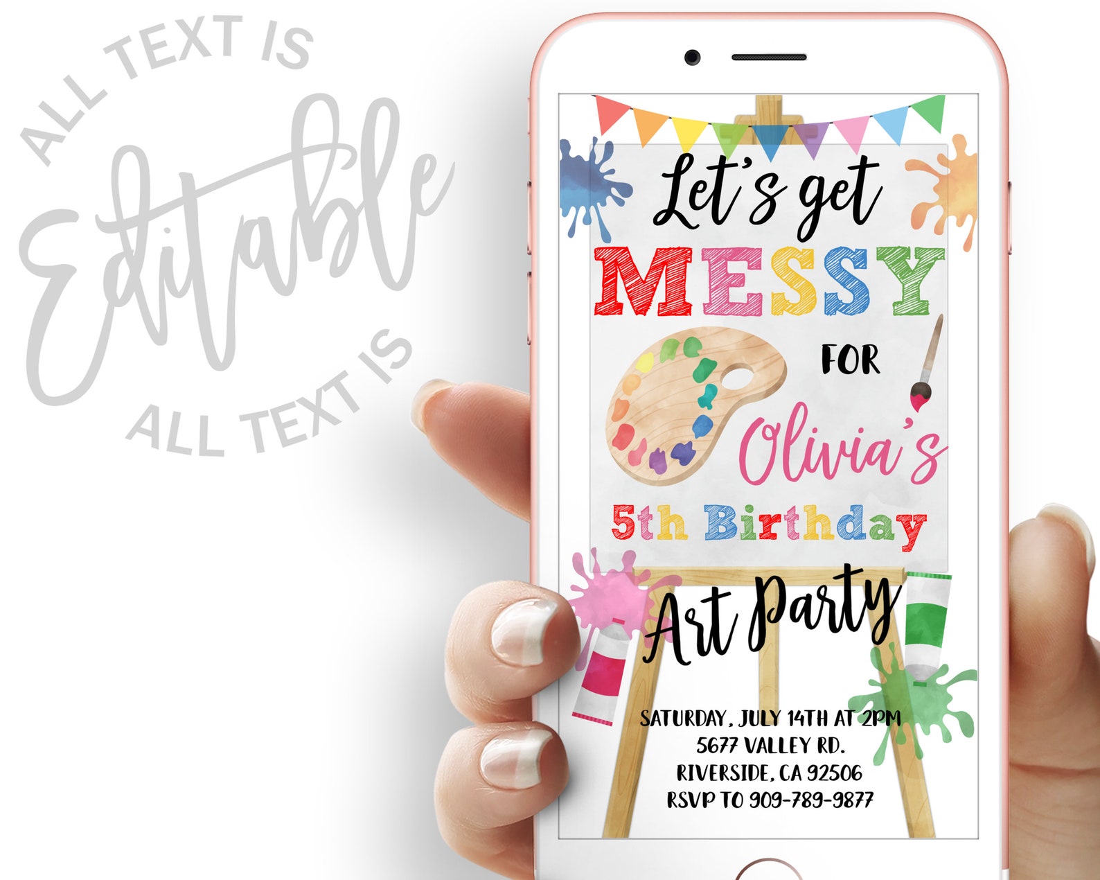 Art Party Birthday Party Evite Painting Party Electronic Etsy