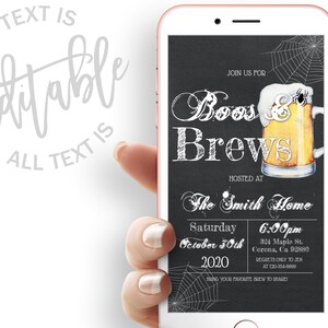 Boos And Brews Evite la fiesta de Halloween Invitación electrónica Fiesta de Halloween para adultos Invitación electrónica Cerveza Fiesta de Halloween Invitación digital
