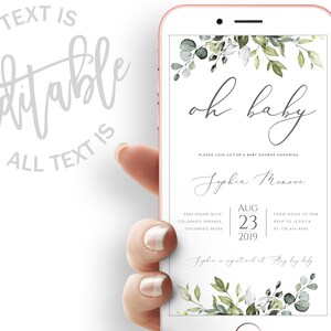 Greenery Oh Boy Baby Shower Evite Eucalyptus Baby Shower Electronic Invitation Baby Shower Electronic Invite Greenery Oh Boy Digital Invite