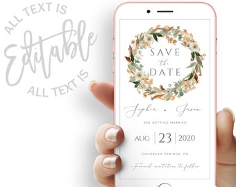 Fall Wreath Save the Date Evite Template Fall Save the Date Evite Fall Save the Date Text Invitation Fall Wreath Save Our Date Evite